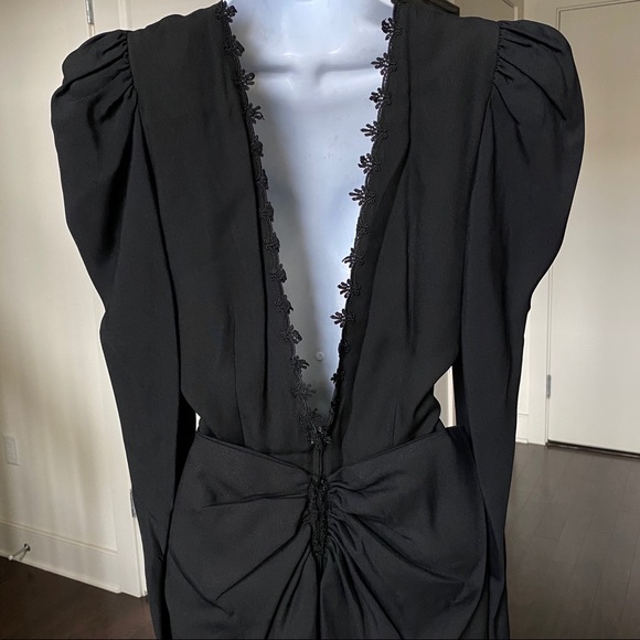 Stunning Cha Chez Vintage Lace Dress with Puff Sleeves and Bow Exposed Back 12 - Picture 6 of 16